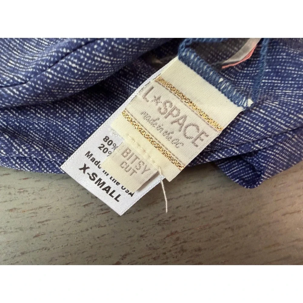 L Space Bitsy Cut Bikini Bottoms Blue Denim Look Ruched Back XS